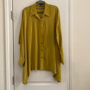 Eileen Fisher Silk  Crepe De Chine Button-Up Shirt XS